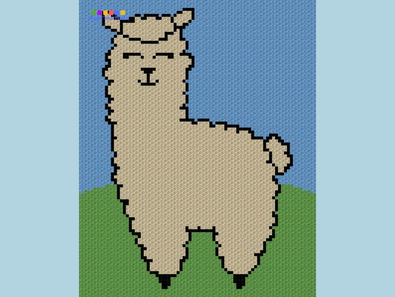 Cute Baby Llama Graph Written Pattern For C2C & Tapestry Crochet C2C Llama Crochet Pattern Animal Crochet Blanket Baby Shower Gift image 4