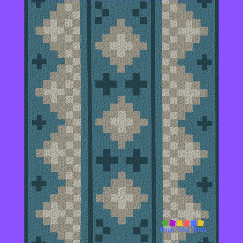 Folk Art Geometric Print by Magic Yarn Pixels