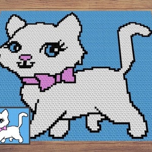 Kitty Cat Graphique + modèle écrit pour C2C et tapisserie au crochet - Cat C2C Graphgan - Couverture au crochet Cat C2C - Cadeau pour bébé Kitty afghan