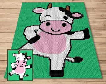 Happy Cow Graph Written Pattern for C2C Tapestry Crochet Cow