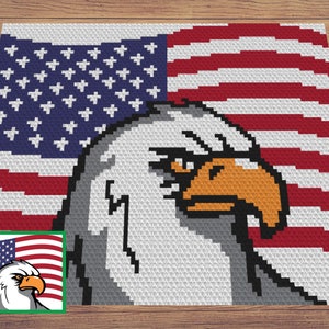 Virkmönster för vithövdad havsörn från USA:s flagga - C2C-filt (PDF-mönster)