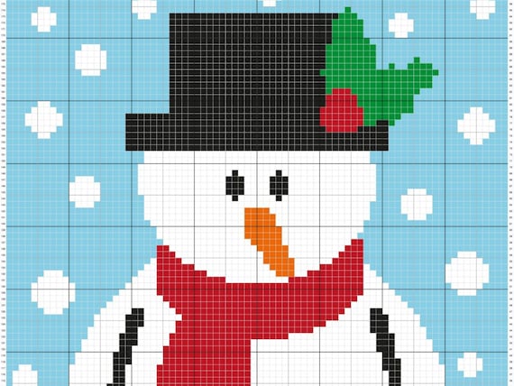 Christmas Snowman Graph Written Pattern for C2C & Tapestry - Etsy Christmas Snowman Graph Written Pattern for C2C & Tapestry - Etsy