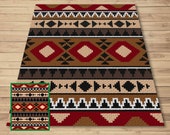 Aztec Tribal Pattern Graph and Pattern C2C & Tapestry Crochet - C2C Aztec Graphgan - Aztec Crochet Bohemian Blanket - C2C Boho Aztec Blanket