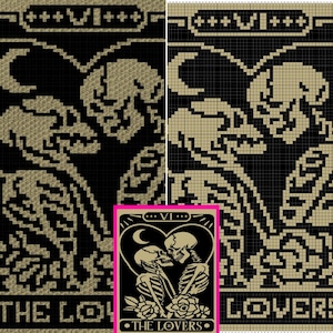 The Lovers Tarot Graph + Written Pattern For C2C & Tapestry Crochet - C2C Crochet Mosaic Blanket - Lovers Crochet - Tarot Card Crochet Graph