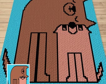 Valentines Dog Love Crochet Pattern - C2C Graphgan, Tapestry (PDF Pattern)