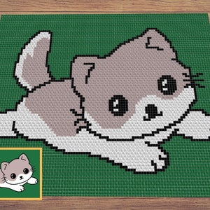 Baby Kitten Graph & Pattern C2C and Tapestry Crochet - Kitty Blanket Graphgan Kitty Cat Crochet Blanket - Crochet Cat C2C Blanket Gift Baby