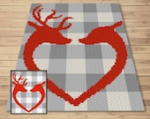 Christmas Reindeer Love Graph + Written Pattern For C2C & Tapestry Crochet Winter Crochet Pattern Reindeer Crochet Blanket Christmas Blanket