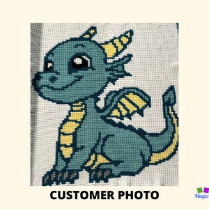 Cute Baby Dragon Graph + Written Pattern For C2C & Tapestry Crochet - C2C Dragon Graph - Crochet Dragon Blanket - Crochet Baby Dragon Afghan