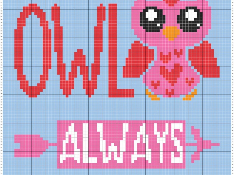 Owl Always Love You Graph Written Pattern For C2C & Tapestry Crochet Love Quote Crochet Pattern Owl C2C Baby Blanket Baby Shower Gift image 4