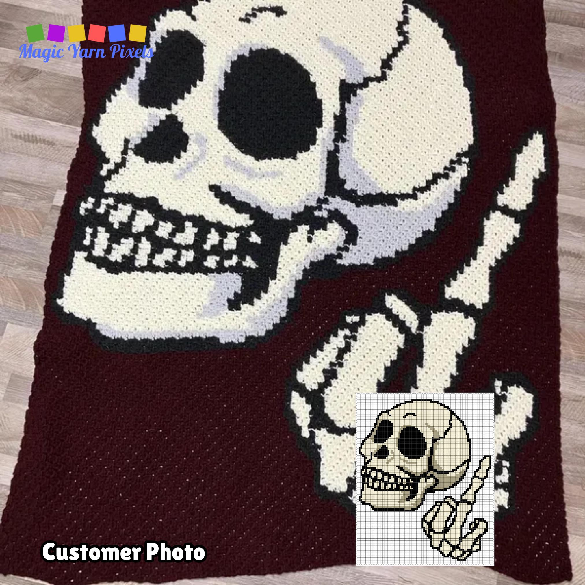 Creepy Skull Middle Finger Crochet Pattern | C2C Blanket Afghan ...