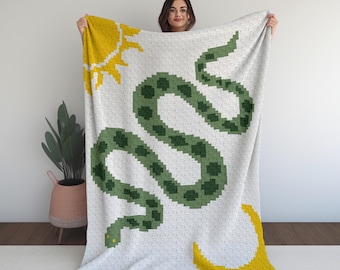 Snake Blanket Crochet Pattern | Moon, Sun, Zodiac Afghan (PDF Pattern)