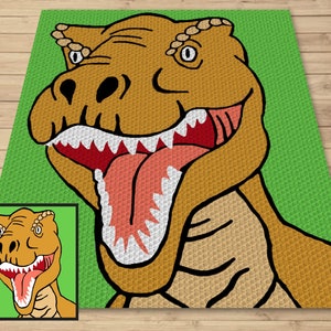 T-Rex Dinosaure Graphique et Motif C2C & Tapisserie Crochet - C2C Dinosaure Graphgan - Couvertures Dinosaure Au Crochet - C2C Trex Cadeau Couverture Pour Bébé