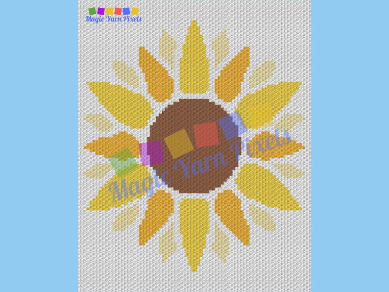 Summer Sunflower Graph and Pattern C2C & Tapestry Crochet Sunflower Graphgan Crochet Sunflower Blanket Flower C2C Pattern Blanket Gift image 5