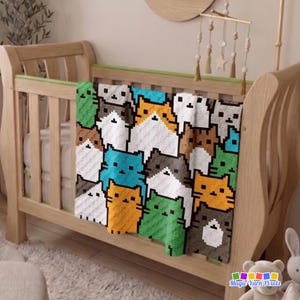 Cat Blanket Pattern PDF | Crowded Feline C2C Graphgan Chart | Animal Home Decor | Graph & Written Instructions