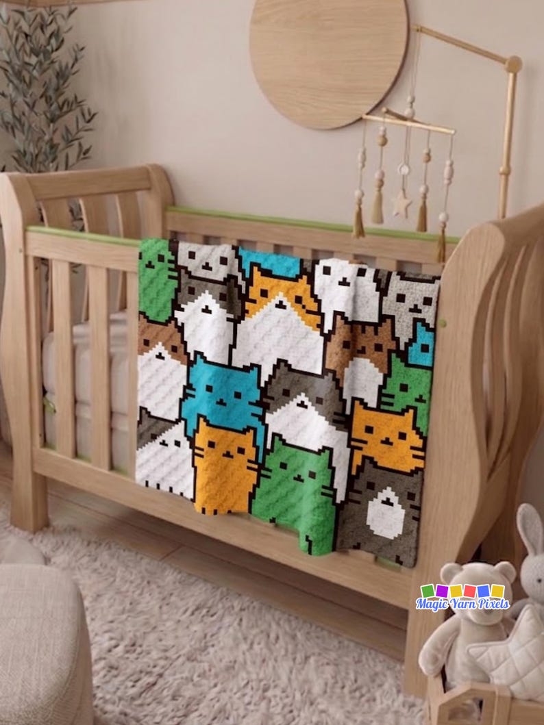 Cat Blanket Pattern PDF | Crowded Feline C2C Graphgan Chart | Animal Home Decor | Graph & Written Instructions