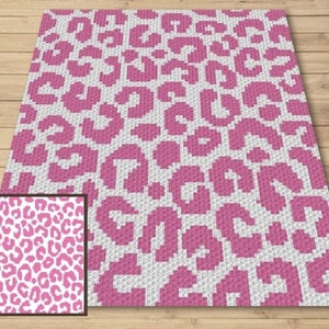 Motif peau de guépard léopard + motif écrit pour C2C et crochet de tapisserie - Couverture léopard au crochet C2C Graphgan, imprimé guépard, couverture animal