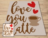 Love You Latte Graph and Pattern C2C & Tapestry Crochet - Coffee Blanket Graphgan - Coffee Crochet Blanket - Coffee Lovers Gift C2C Blankets