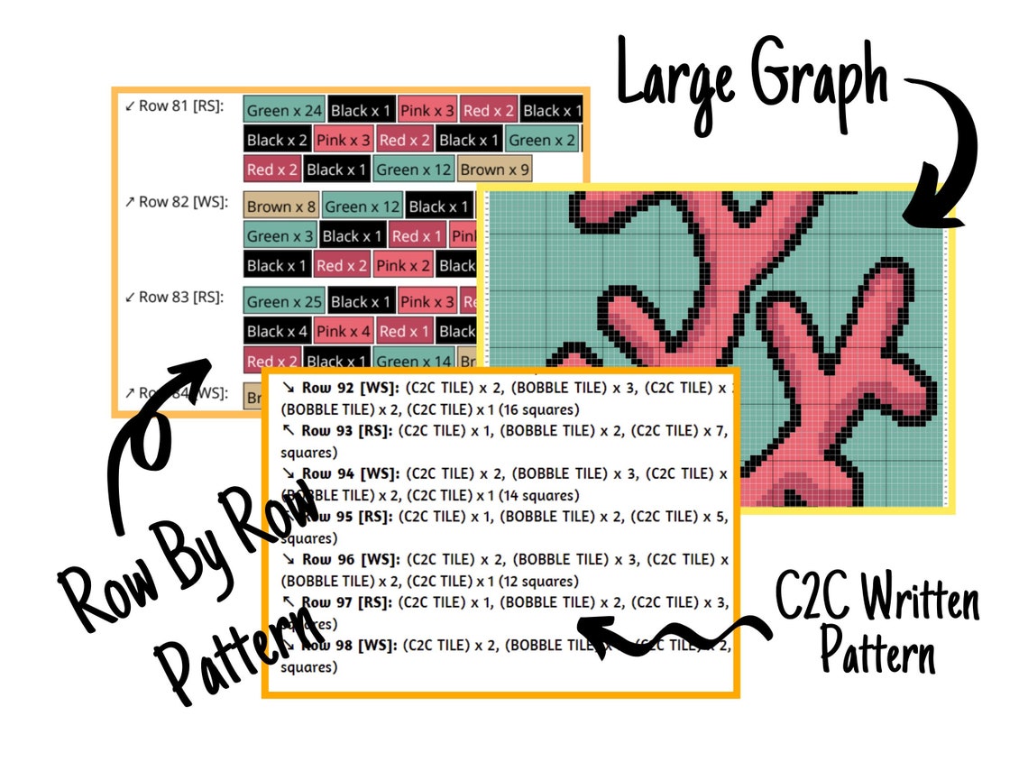 Marine Coral Graph + Written Pattern for C2C & Tapestry Crochet - Coral ...