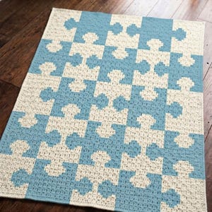 Puzzle Pieces Blanket Pattern PDF | C2C Crochet | Autism Awareness Throw | Sensory Room Decor | Graph & Written Instructions