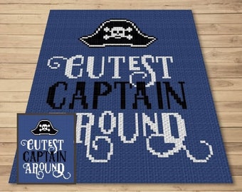 Cutest Captain Around Graph + Written Pattern For C2C & Tapestry Crochet - C2C Pirate Graphghan - Nautical Crochet Blanket -Crochet Afghan