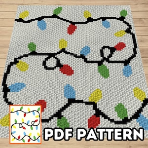 Patroon gehaakte deken kerstverlichting | C2C-grafiek (pdf-patroon)