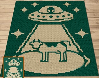 Space Cow Crochet Blanket Pattern PDF | C2C Graph and Written Pattern | Baby, Nursery & Space Blanket