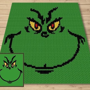 Christmas Grinchy Graph + Written Pattern For C2C & Tapestry Crochet - The Grinchy Crochet Pattern - Christmas C2C Blanket - Christmas Gifts