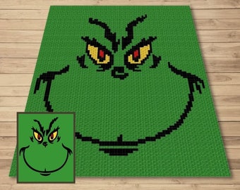 Christmas Grinchy Graph + Written Pattern For C2C & Tapestry Crochet - The Grinchy Crochet Pattern - Christmas C2C Blanket - Christmas Gifts