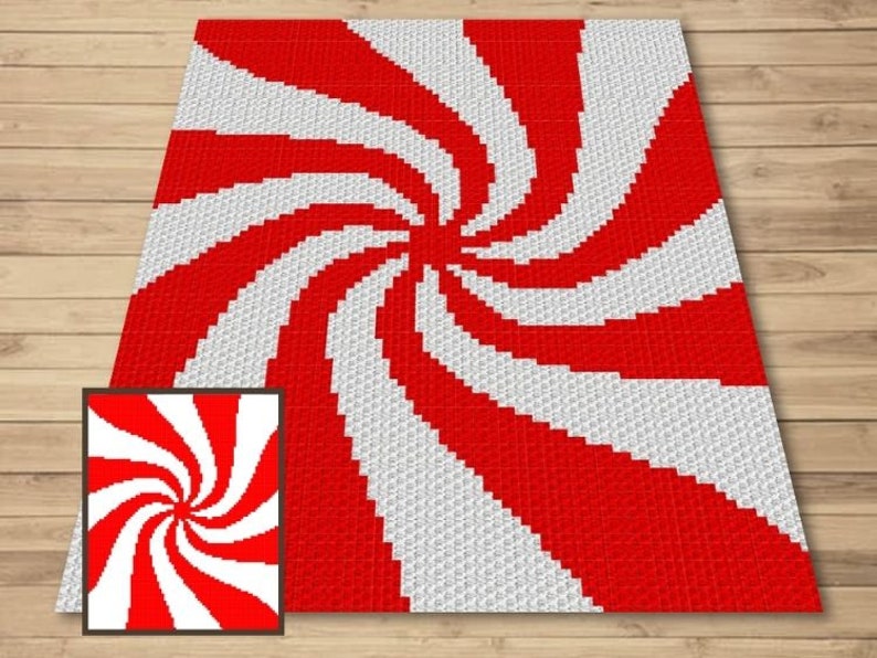 Christmas Candy Cane Swirl Crochet Pattern - C2C and Tapestry (PDF) - Etsy