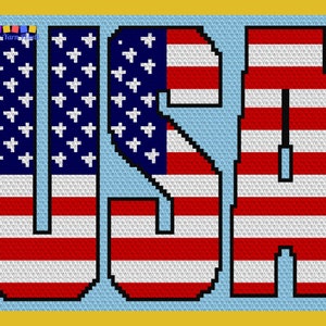 Patriotic USA Flag Graph Written Pattern For C2C & Tapestry Crochet Patriotic C2C Crochet Pattern USA Crochet Blankets Flag Blankets image 4