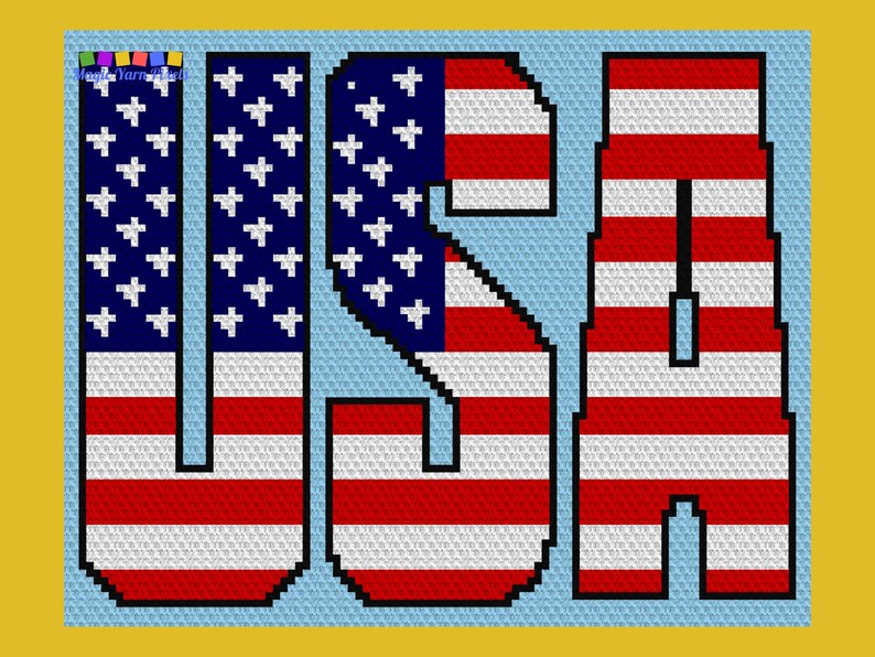 Patriotic USA Flag Graph Written Pattern For C2C & Tapestry Crochet Patriotic C2C Crochet Pattern USA Crochet Blankets Flag Blankets image 4