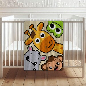 Safari Animal Crochet Blanket Pattern – C2C Graph, Jungle Baby Afghan ...