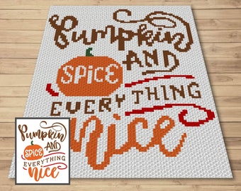 Pumpkin Spice & Everything Nice Graph and Pattern C2C and Tapestry Crochet Fall Crochet Decor Pumpkin Crochet C2C Blanket - C2C Fall Blanket