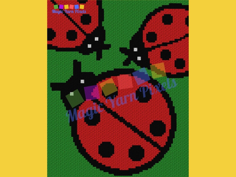 Ladybug Print Graph and Pattern C2C & Tapestry Crochet Ladybugs Baby Shower Graphgan Crochet Ladybug Blanket Ladybug C2C Blanket Gifts image 5