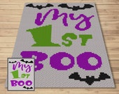 My First Boo Graph and Pattern C2C & Tapestry Crochet- Baby First Halloween Graphgan Crochet C2C Spooky Blanket - C2C Halloween Baby Blanket