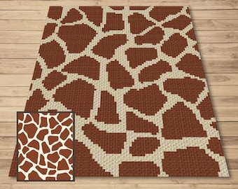 Giraffe Print Graph + Written Pattern For C2C & Tapestry Crochet - Giraffe C2C Graph - Animal Print Crochet Blanket - Giraffe Baby Blanket