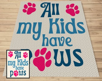 Dog Paws Blanket Crochet Pattern – C2C Graph and Written Pattern (PDF Download)