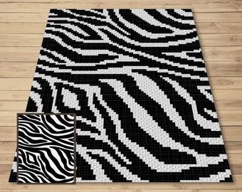 Zebra Print Graph + Written Pattern For C2C & Tapestry Crochet - C2C Graph Zebra Pattern- Animal Print Baby Crochet Blanket - Crochet Zebra