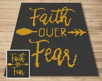 Faith Over Fear Crochet Blanket Graph – Christian C2C Pattern (PDF)