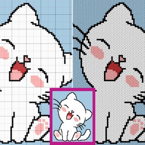 Cute Baby Cat Graph + Written Pattern For C2C & Tapestry Crochet - Crochet Cat C2C Graphgan - Crochet Cat Baby Blanket - Animal Baby Blanket