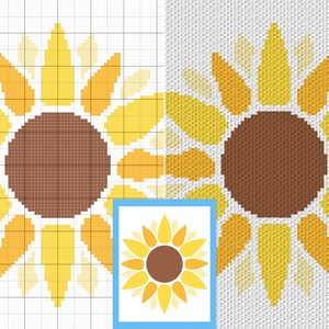 Summer Sunflower Graph and Pattern C2C & Tapestry Crochet Sunflower Graphgan Crochet Sunflower Blanket Flower C2C Pattern Blanket Gift image 3