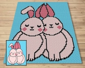 Valentines Love Bunny Graph + Written Pattern For C2C & Tapestry Crochet - Valentines C2C Graphgan - Crochet Love Bunny Blanket - Baby Gift