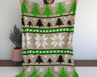 Christmas Tree Blanket Crochet Pattern | C2C Graph, Winter Afghan (PDF Pattern)