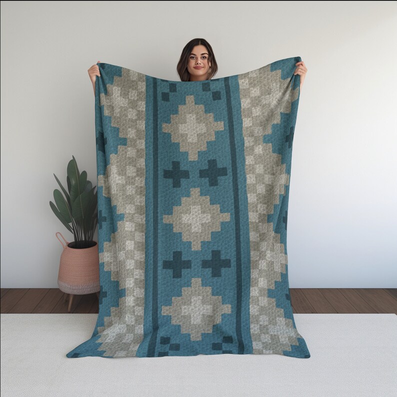 Folk Art Geometric Print by Magic Yarn Pixels
