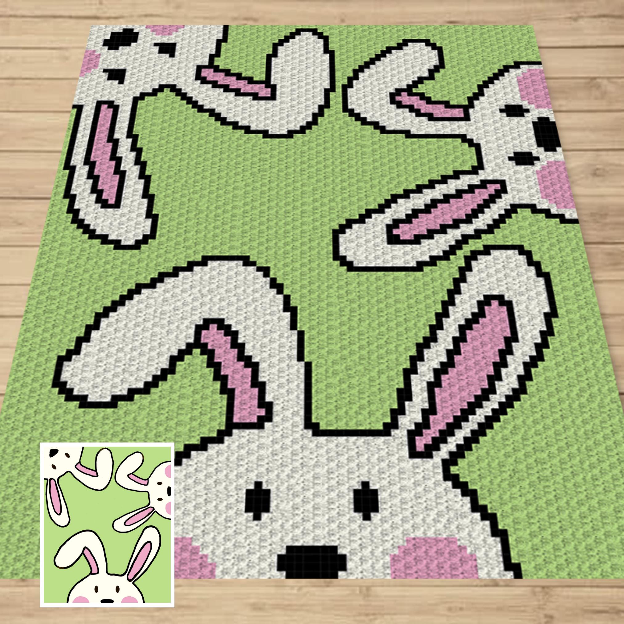 Easter Bunny Crochet Blanket Pattern - C2C & Tapestry (PDF Pattern) - Etsy