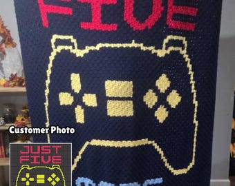 Gamer Blanket Crochet Pattern – Just Five More Minutes C2C (PDF Pattern)