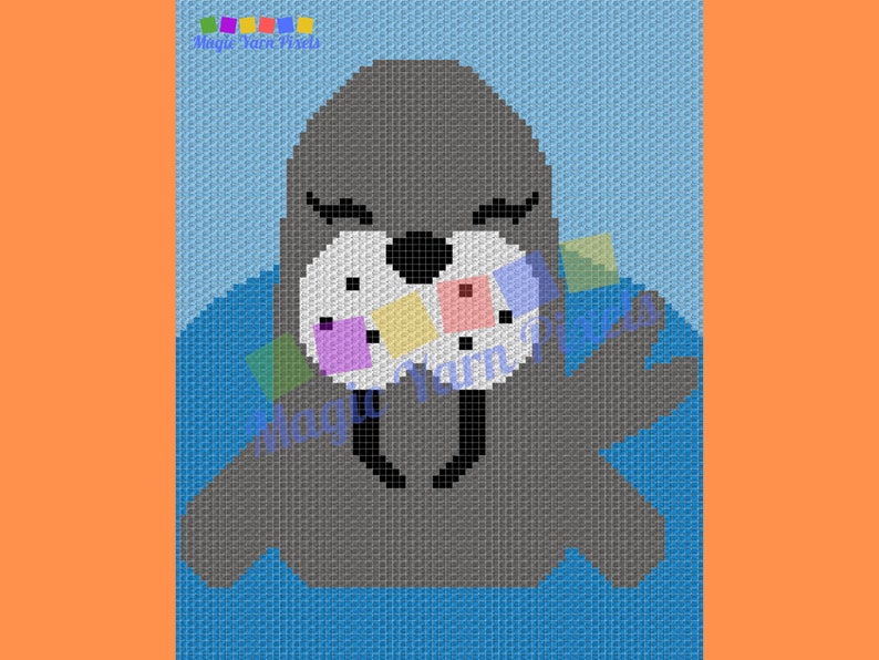 Cute Baby Seal Graph & Pattern C2C and Tapestry Crochet-Seal Crochet Graphgan-Seal Animal Crochet Blanket-Cute Animals C2C Blanket Gift Baby image 4