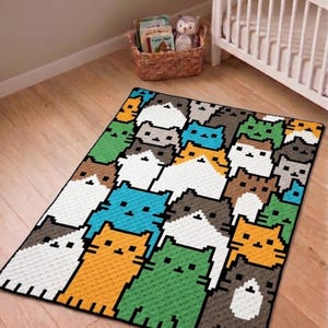 Cat Blanket Pattern PDF | Crowded Feline C2C Graphgan Chart | Animal Home Decor | Graph & Written Instructions