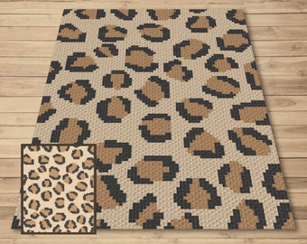 Cheetah Leopard Print Graph + Written Pattern For C2C & Tapestry Crochet - Leopard Print C2C Crochet Pattern - Animal Print Baby Blanket Cat