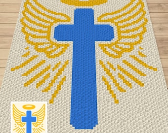 Cross With Wings Crochet Blanket Graph | C2C Tapestry Pattern (PDF)